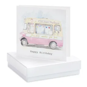 Boxed Vintage Ice Cream Van Birthday Earring Card