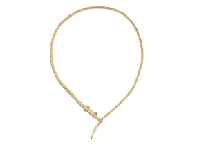 Alligator Wrap Thin  18K Gold Necklace w. Tsavorite