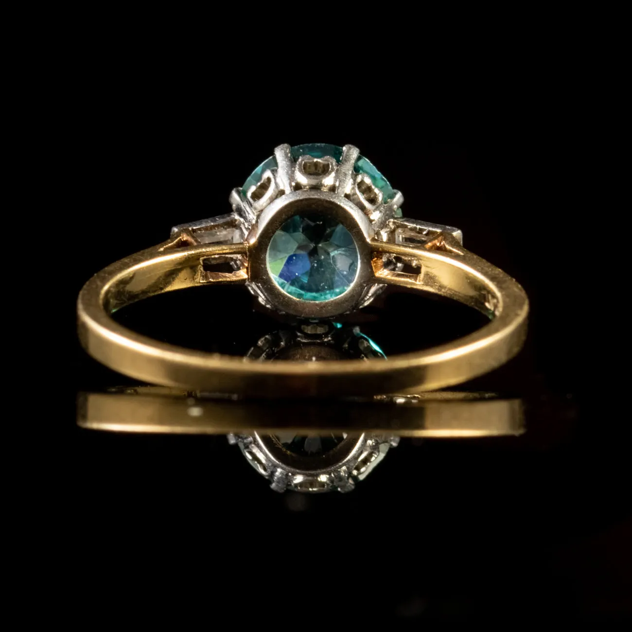 Antique Art Deco Blue Zircon Diamond Ring 9Ct Gold Platinum Circa 1920