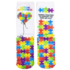 Autism Awareness Heart Balloon Crew Socks