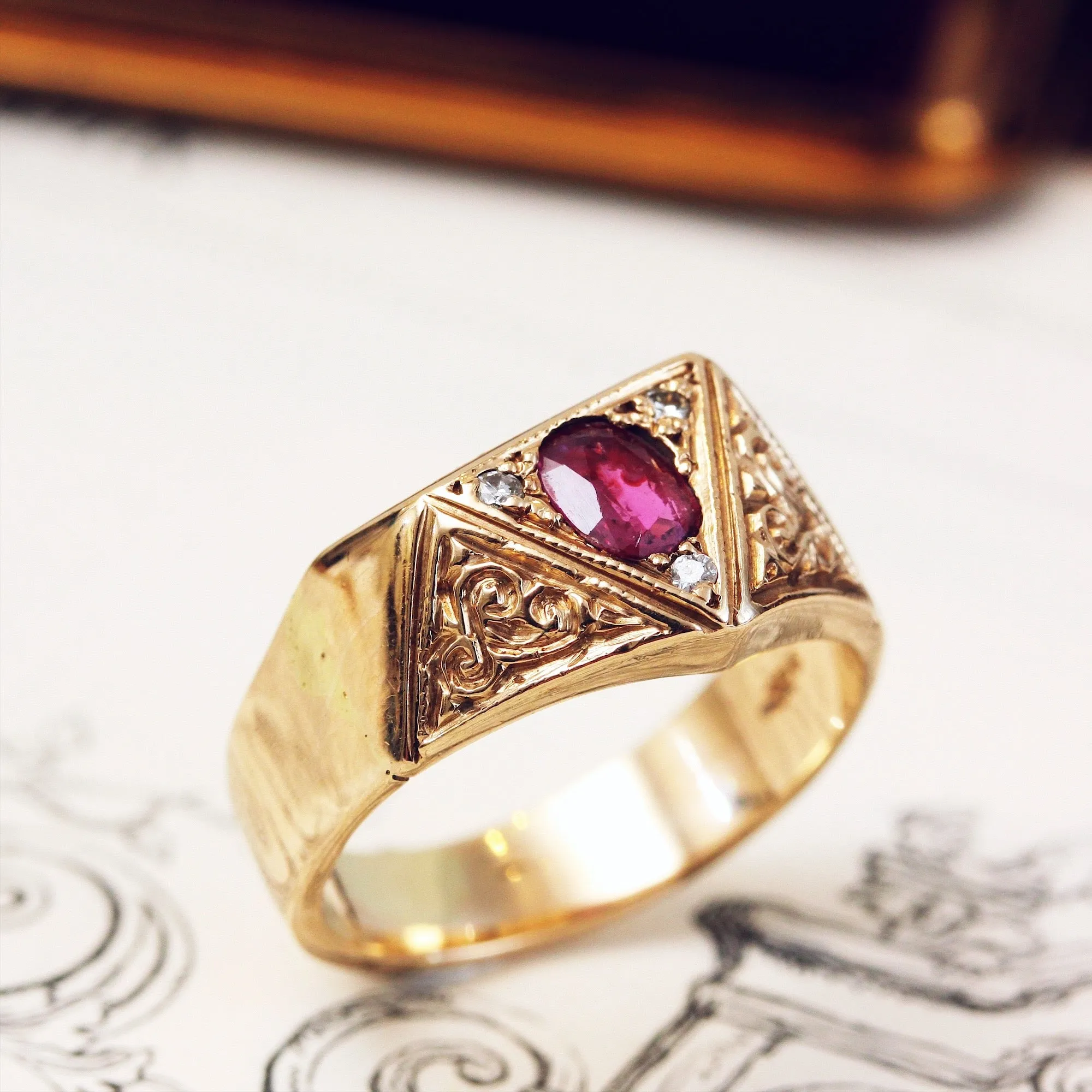 Awesome Vintage Ruby & Diamond Dress Ring