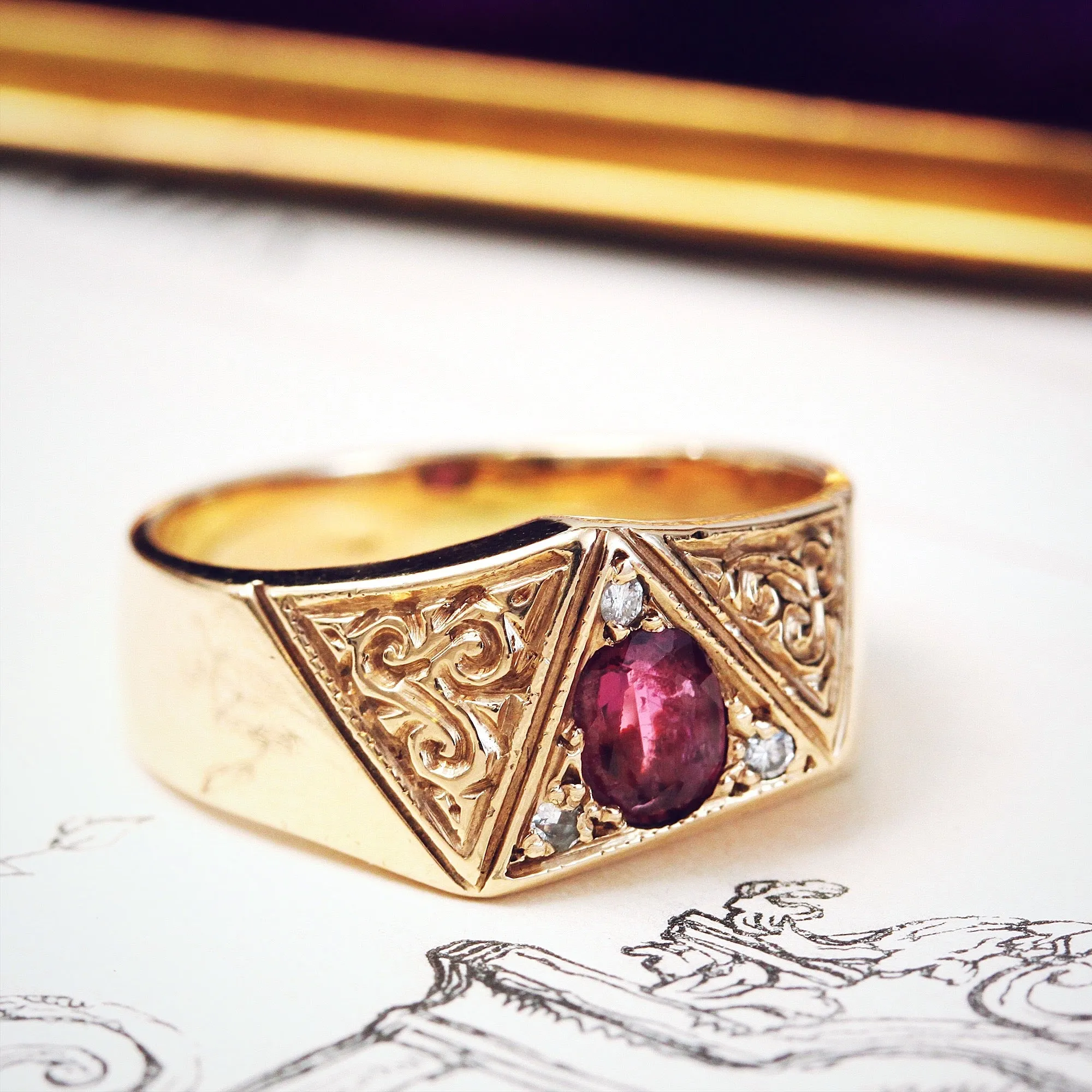 Awesome Vintage Ruby & Diamond Dress Ring