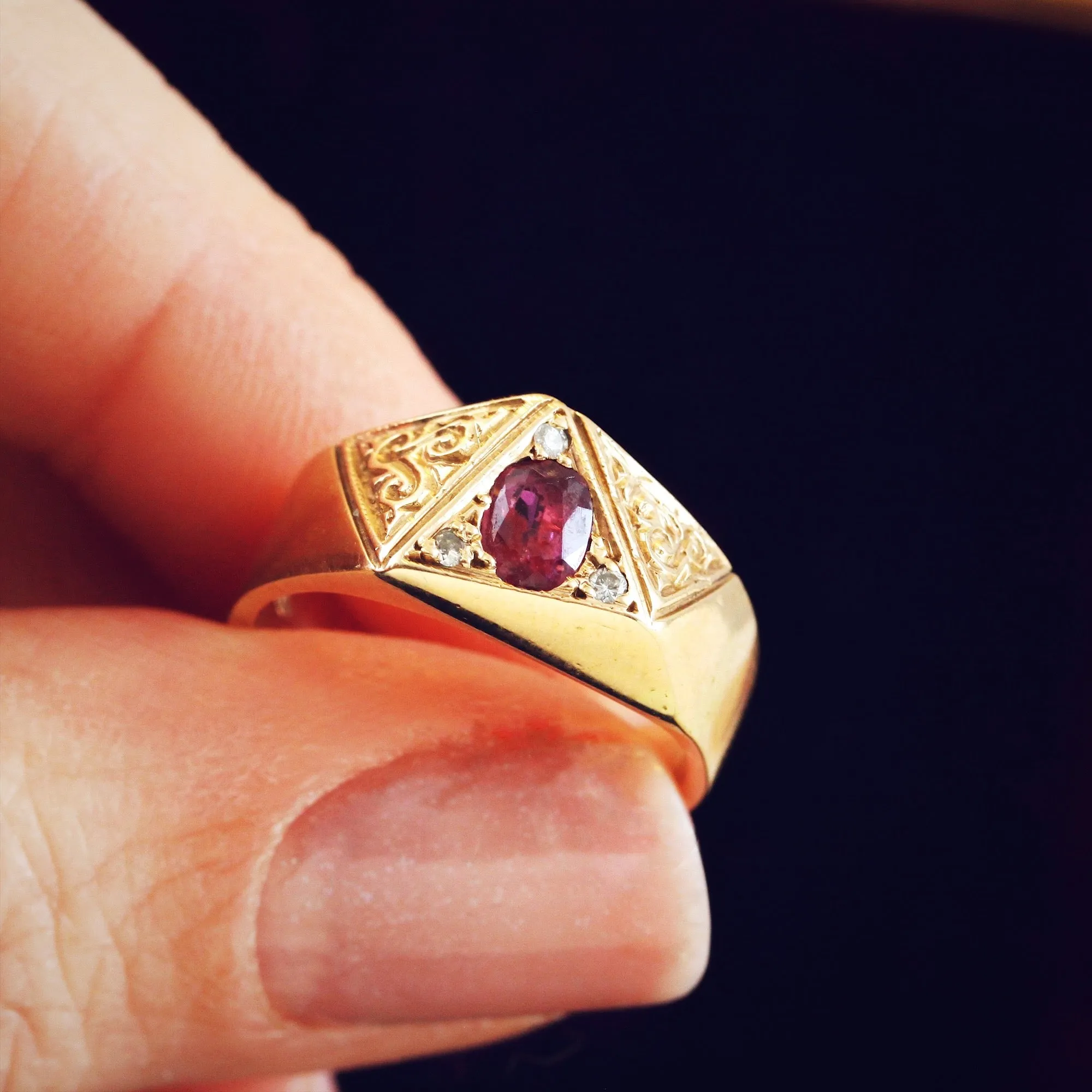 Awesome Vintage Ruby & Diamond Dress Ring