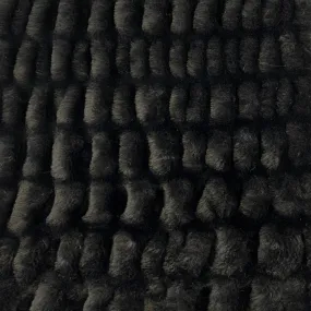 Black Ruched Chinchilla Stretch Faux Fur Fabric