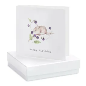 Boxed Blackberry Mouse Happy Birthday Earring Card