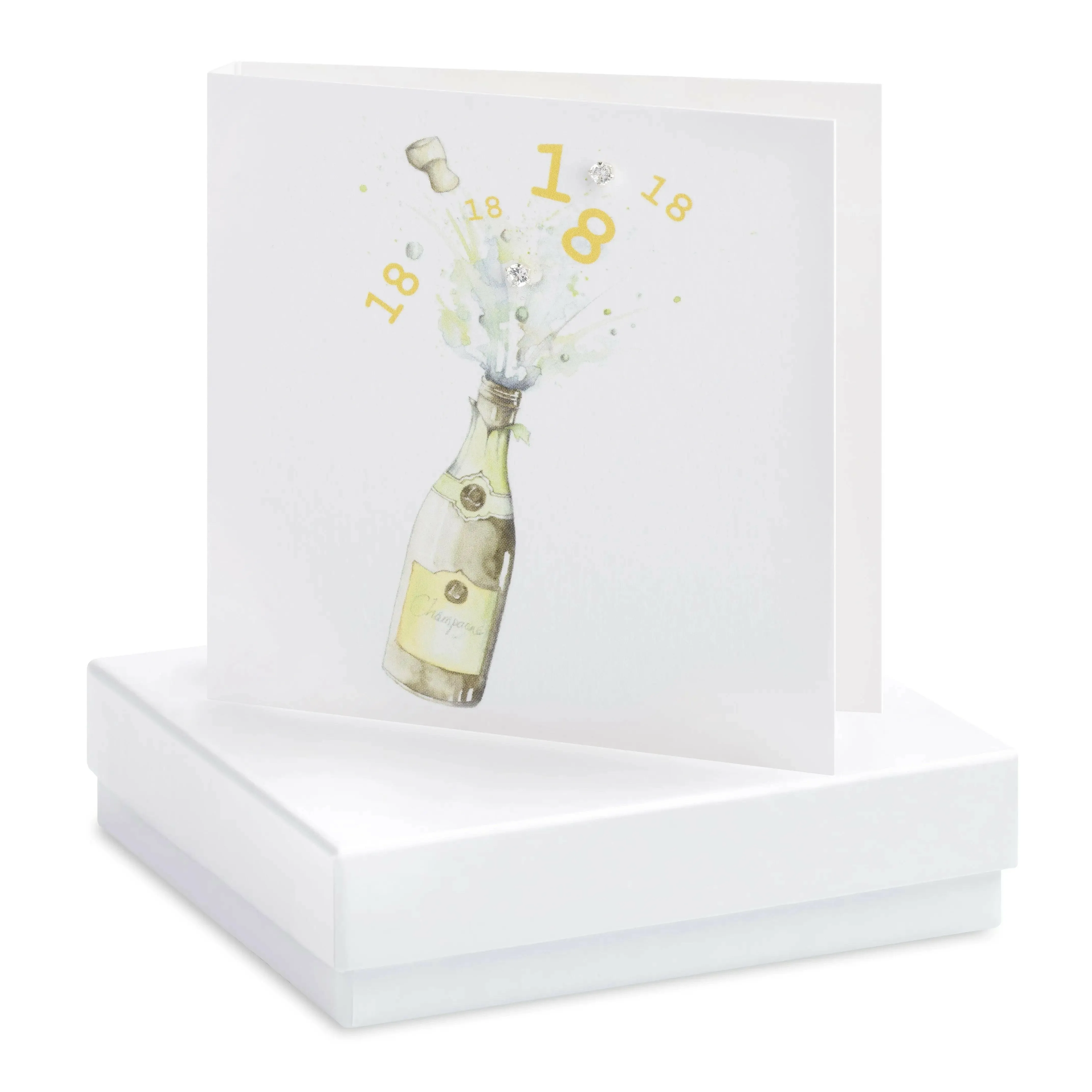 Boxed Champagne Bottle 18th Earring Card