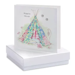 Boxed Festival Tent Hippie Chick Earring Card