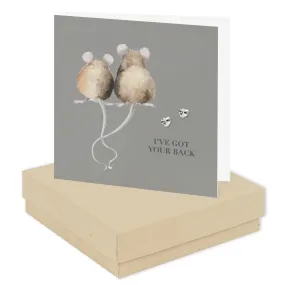 Boxed Mice Silver Earring Card