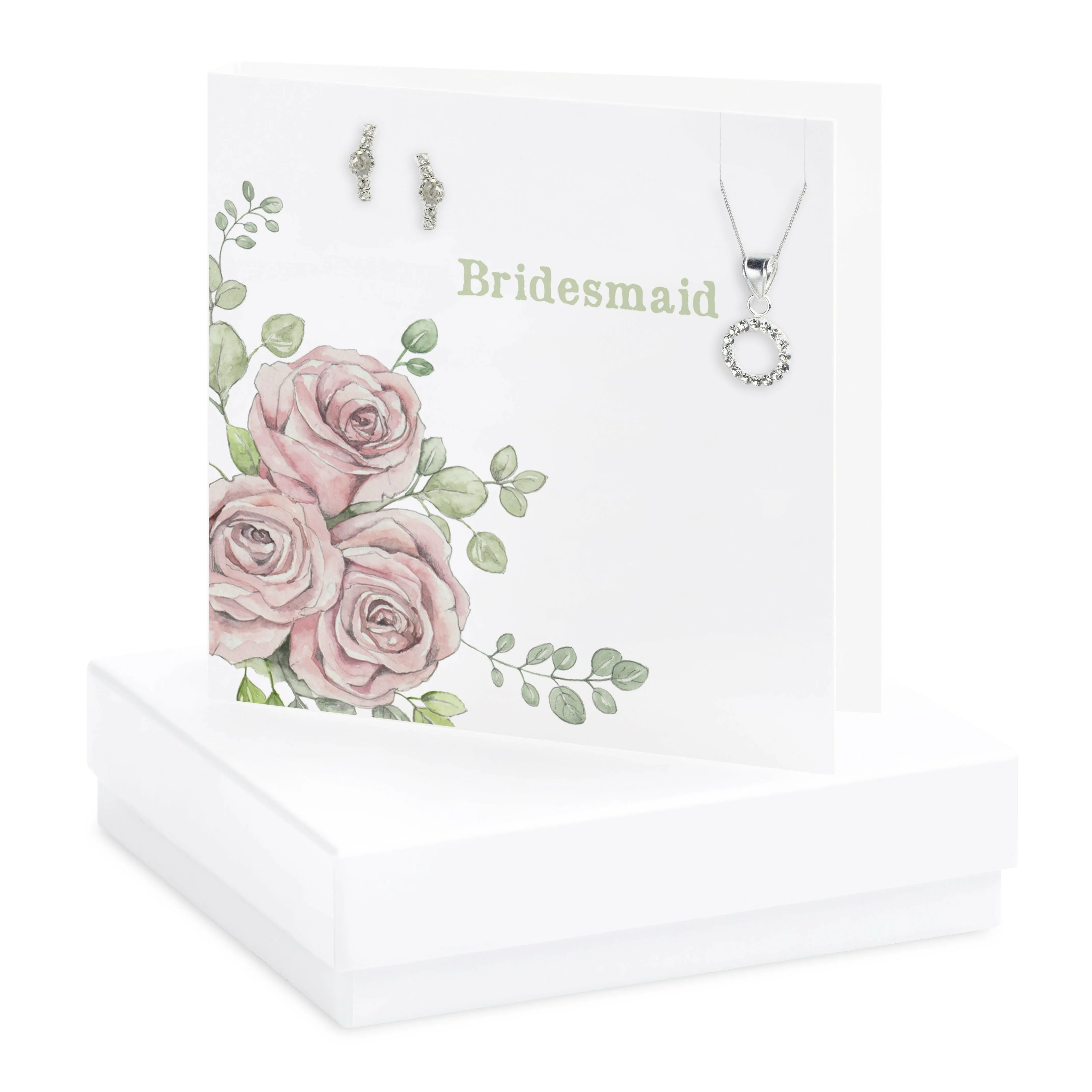 Boxed Rose Bridesmaid Necklace & Earring Set Card