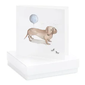 Boxed Sausage Dog Earring Card