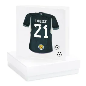 Boxed Scotland Football Shirt Personalised Sterling Silver Earring Card