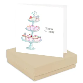 Boxed Silver Earring Card Cake Stand Happy Birthday