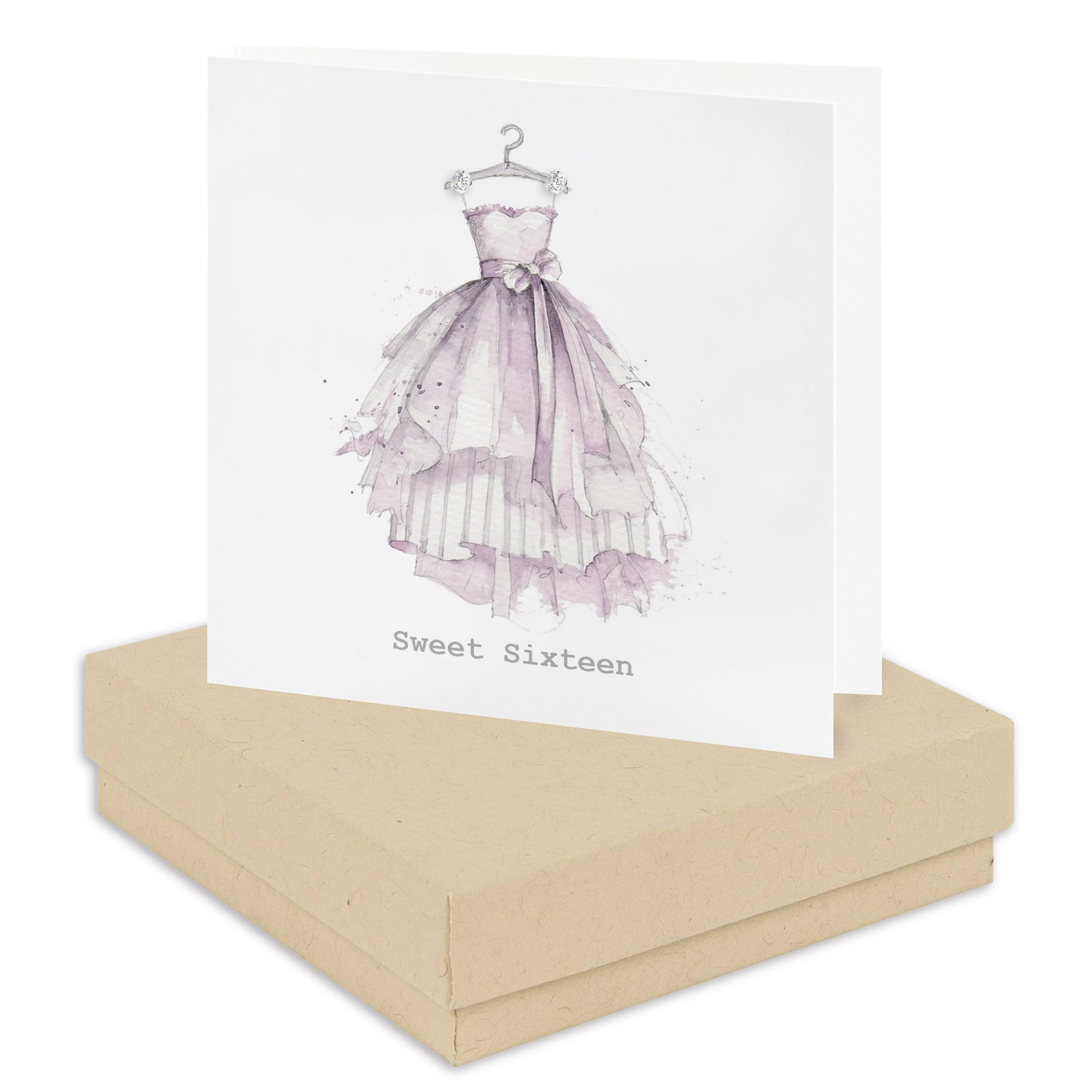 Boxed Sweet Sixteen Dress Earring Card