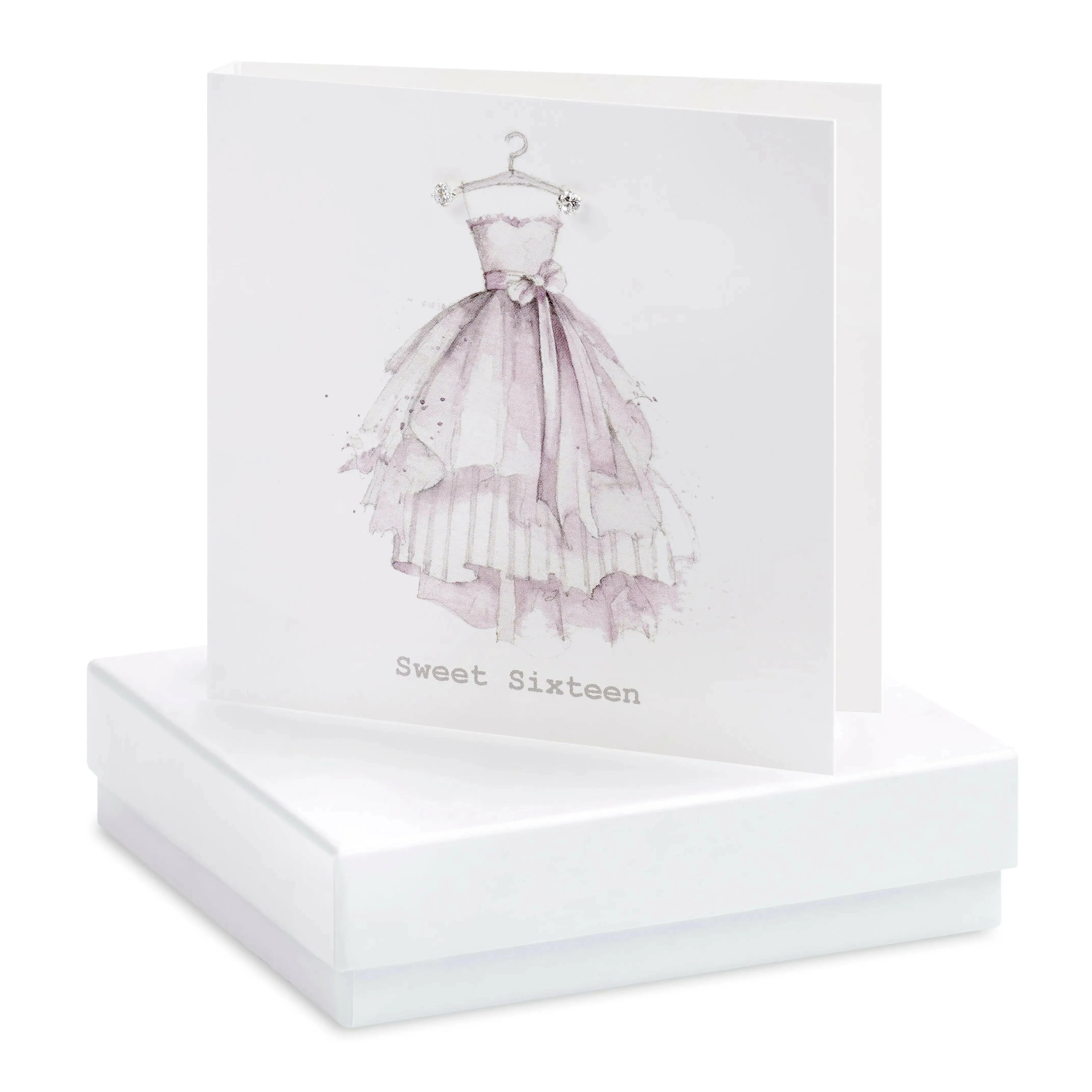 Boxed Sweet Sixteen Dress Earring Card