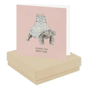 Boxed Tortoise Miss You Silver Earring Card