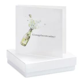 Boxed Welsh Champagne Congratulations Earring Card