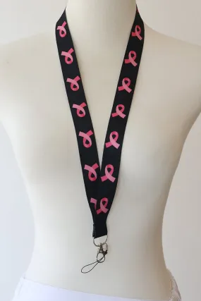 Breast Cancer Awareness ID Lanyard - Black