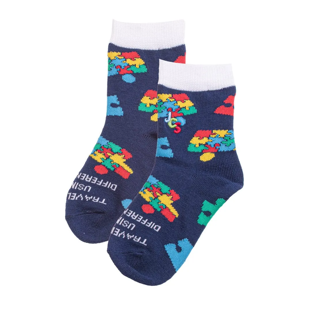 Bus Puzzle Piece Autism Awareness Crew Socks