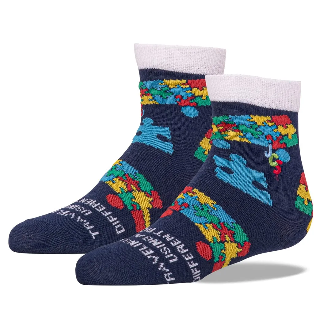 Bus Puzzle Piece Autism Awareness Crew Socks