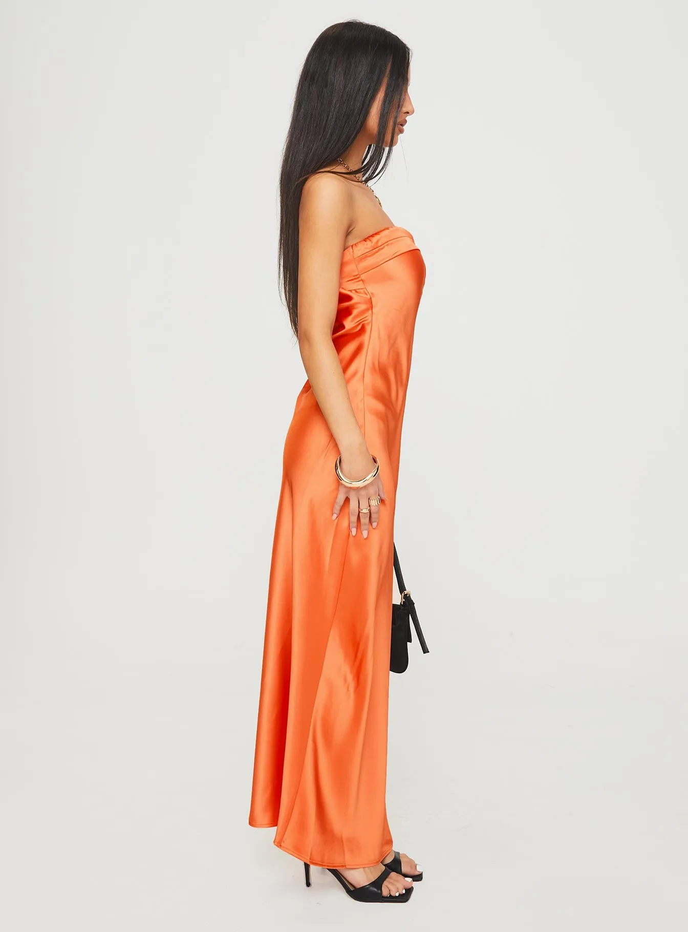 Citrus Kiss Strapless Maxi Dress Orange