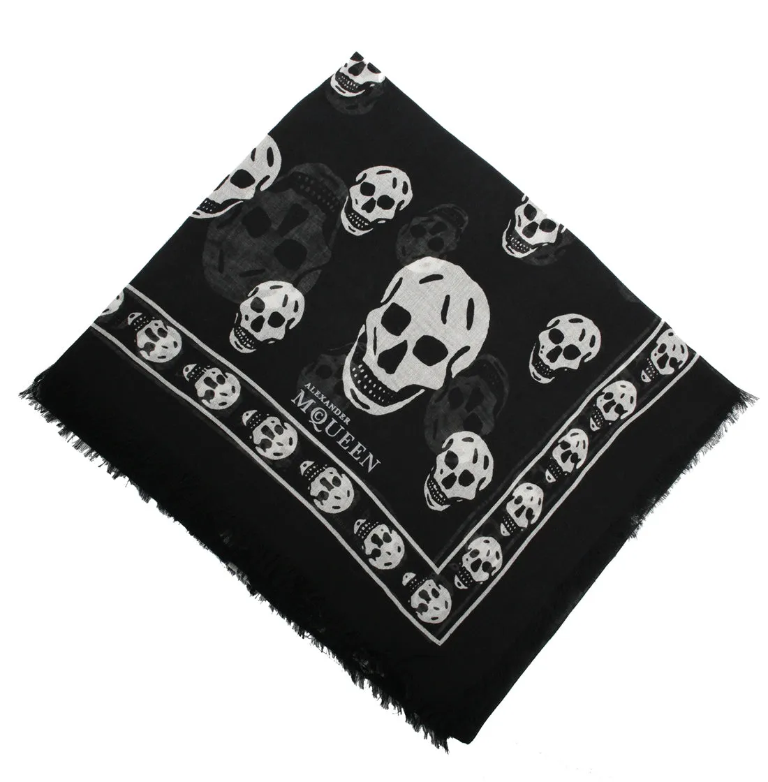 Classic Skull Scarf Pashmina, Black/Ivory