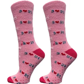 Down Syndrome Awareness Pink Fuzzy Crew Socks