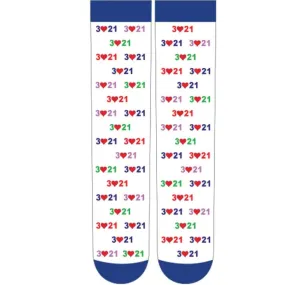 Down Syndrome Awareness White Unisex Crew Socks