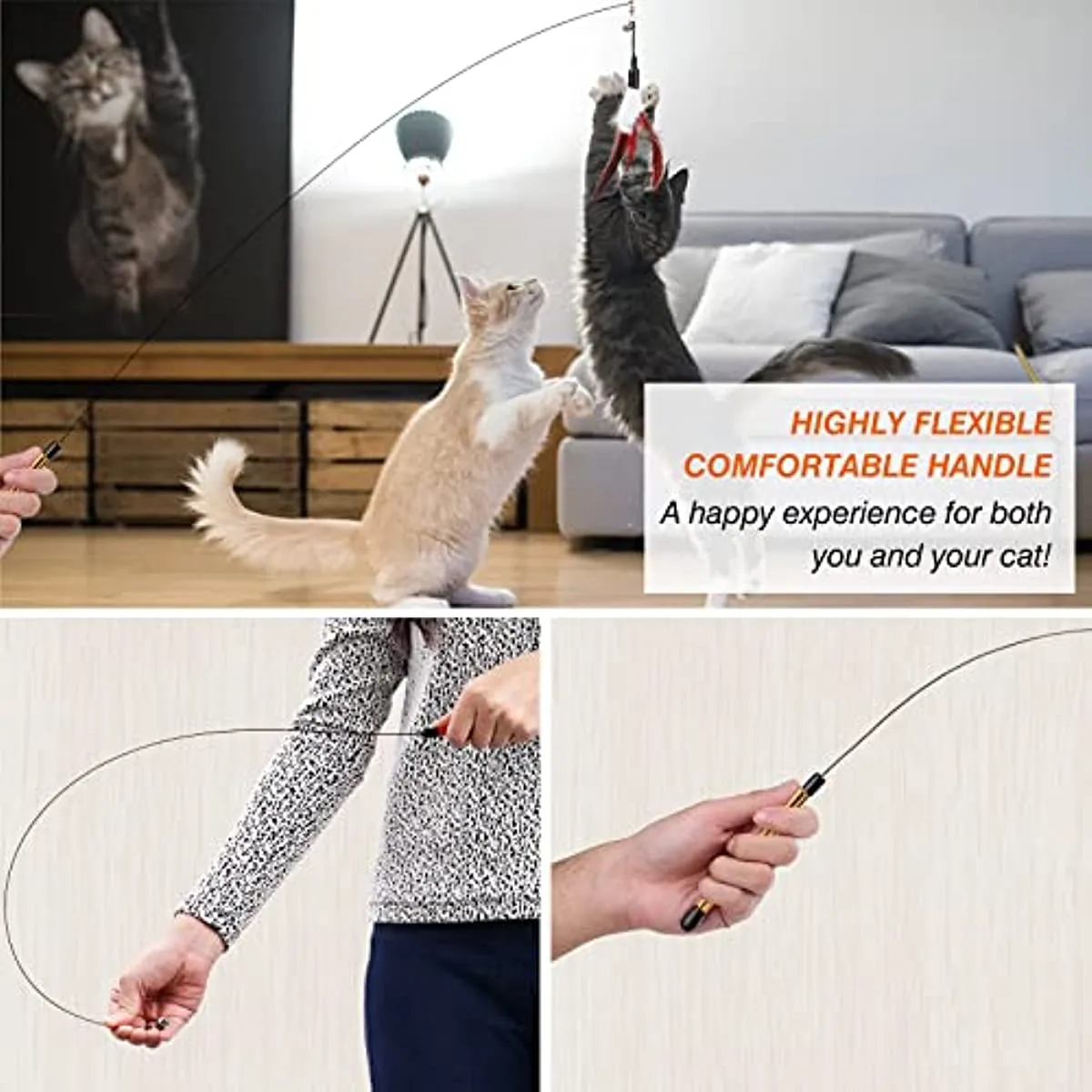 Extra Long 34.5 Feather Teaser Cat Toy