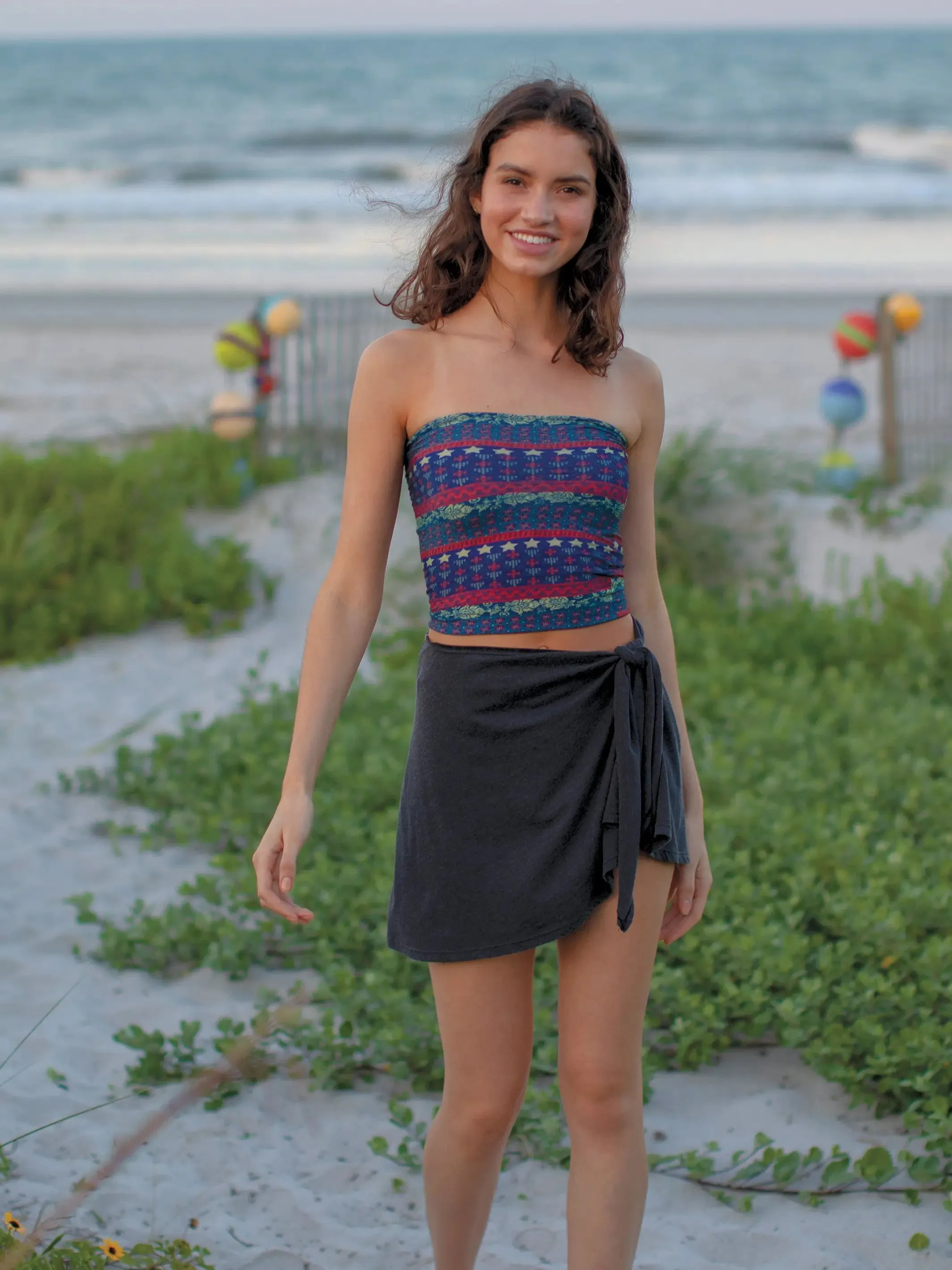 Full Boho Bandeau® Headband - Dusty Blue American Flag