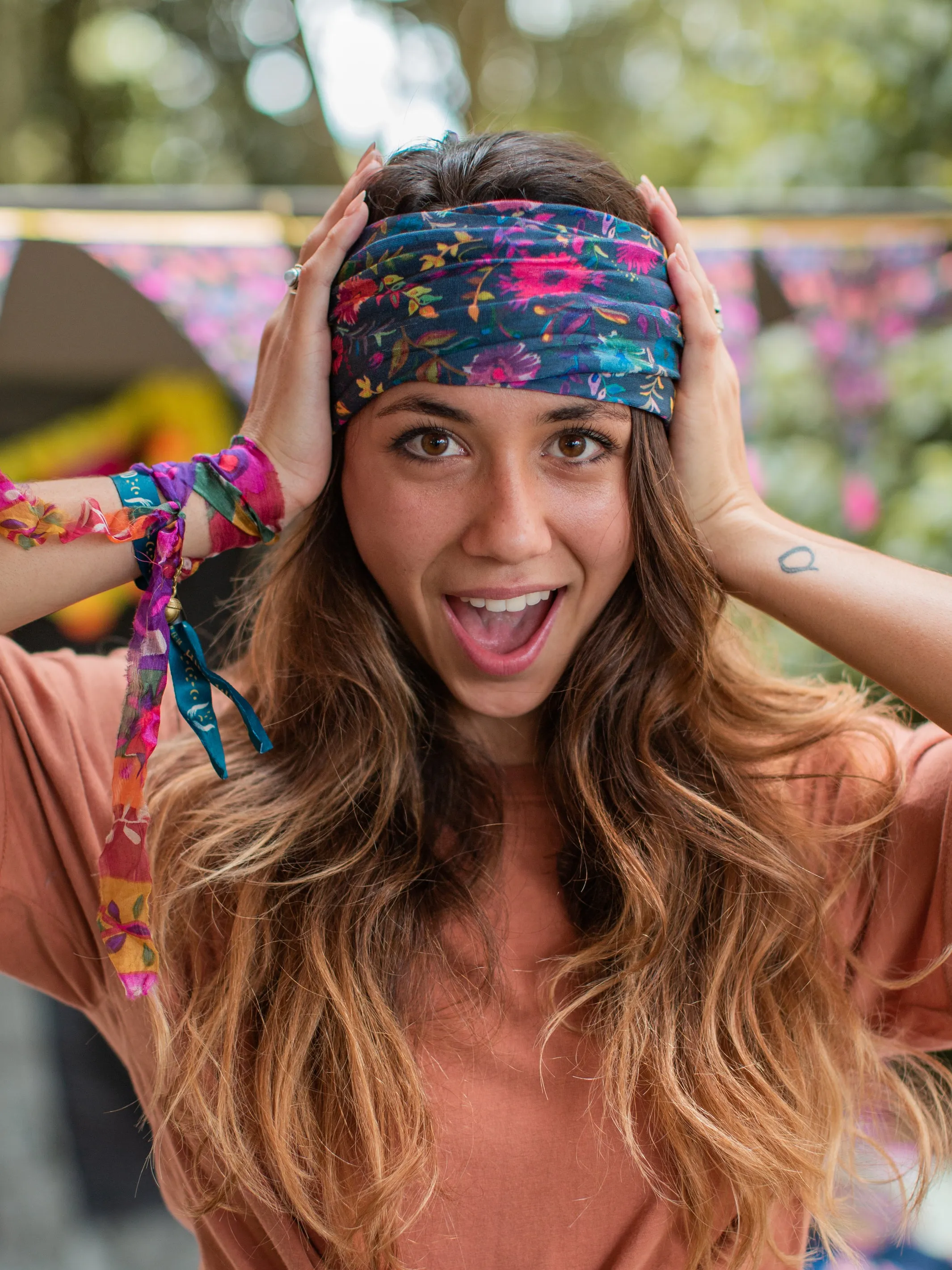 Full Boho Bandeau® Headband - Navy Wildflowers