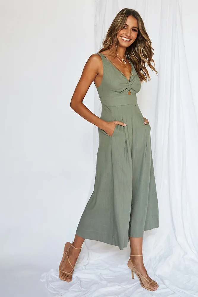 Luxe Getaway Jumpsuit Olive