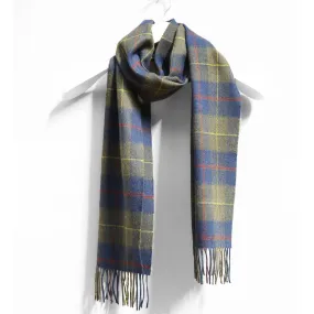 Merino Wool Scarf, Green & Indigo Plaid