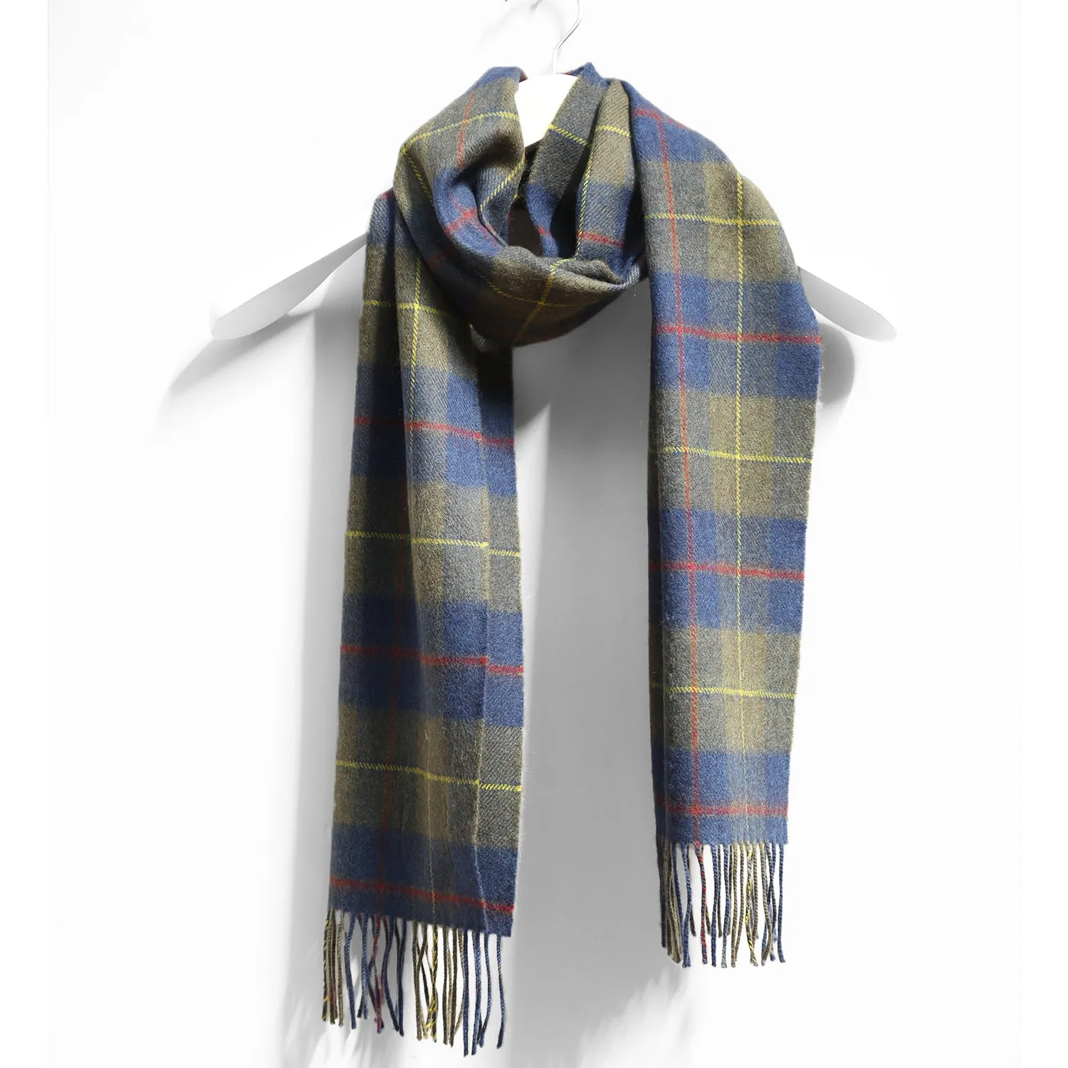 Merino Wool Scarf, Green & Indigo Plaid