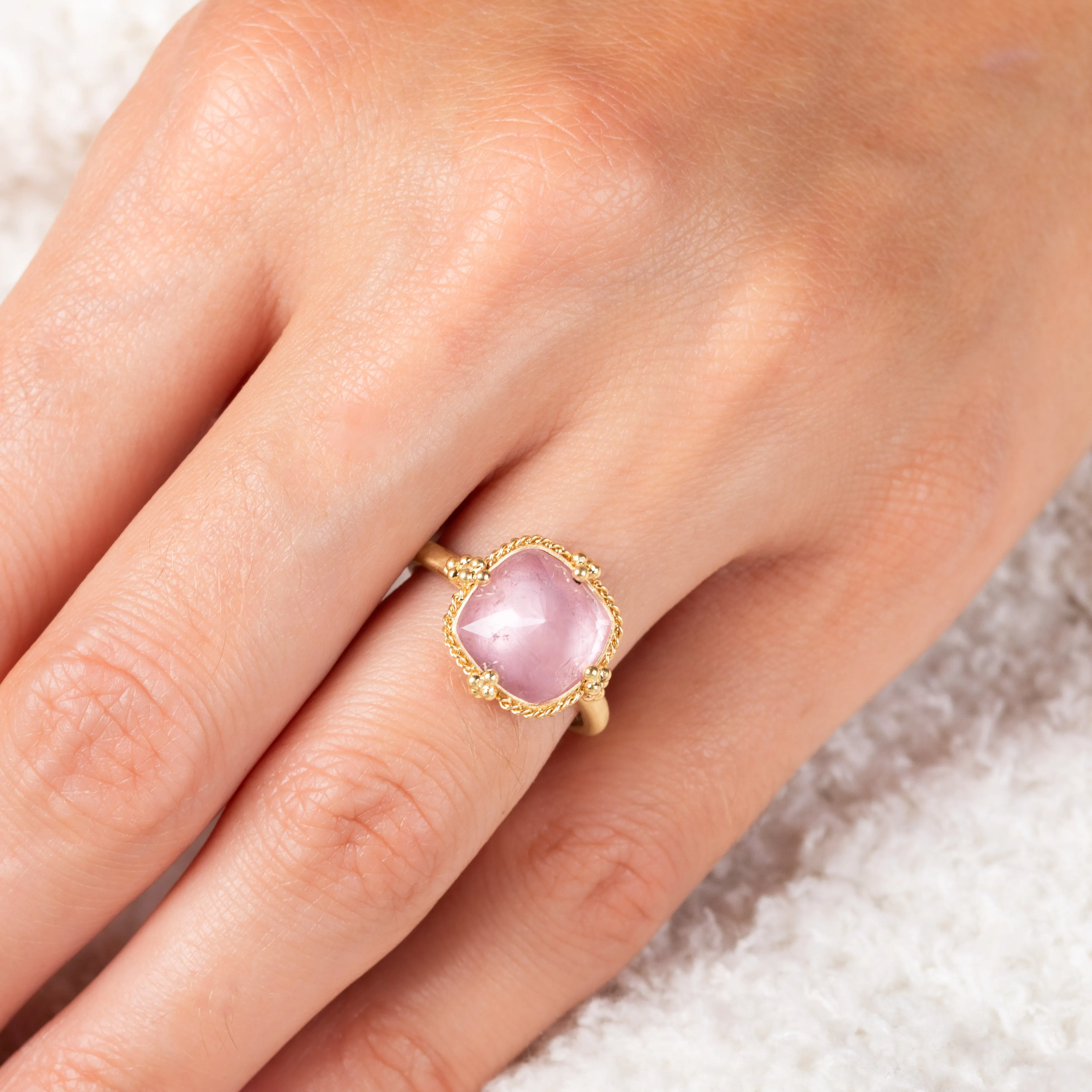 Morganite Cushion Ring