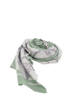 Printed Square Scarves Soft Green