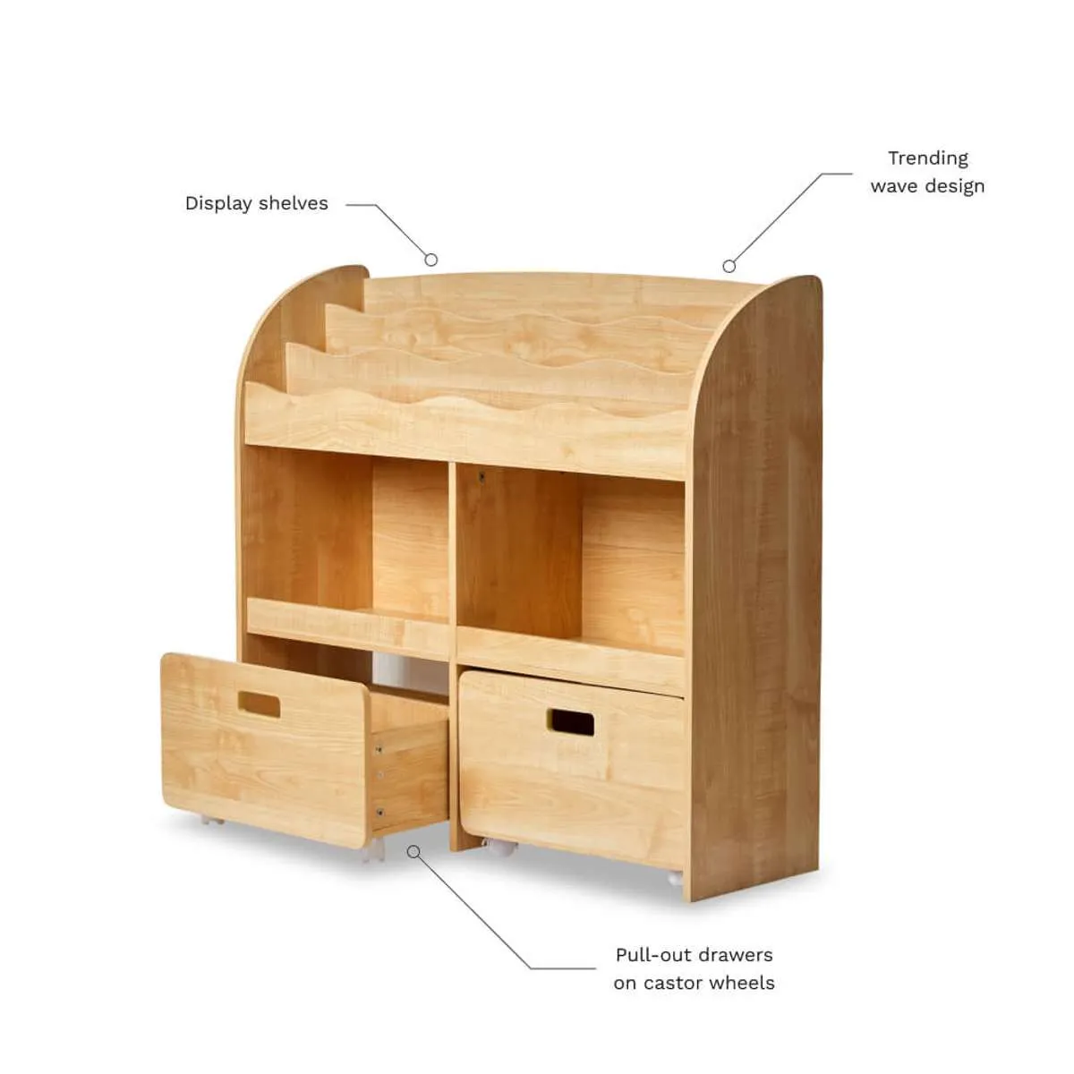 Theo Kids Bookshelf and Toy Drawer Organiser