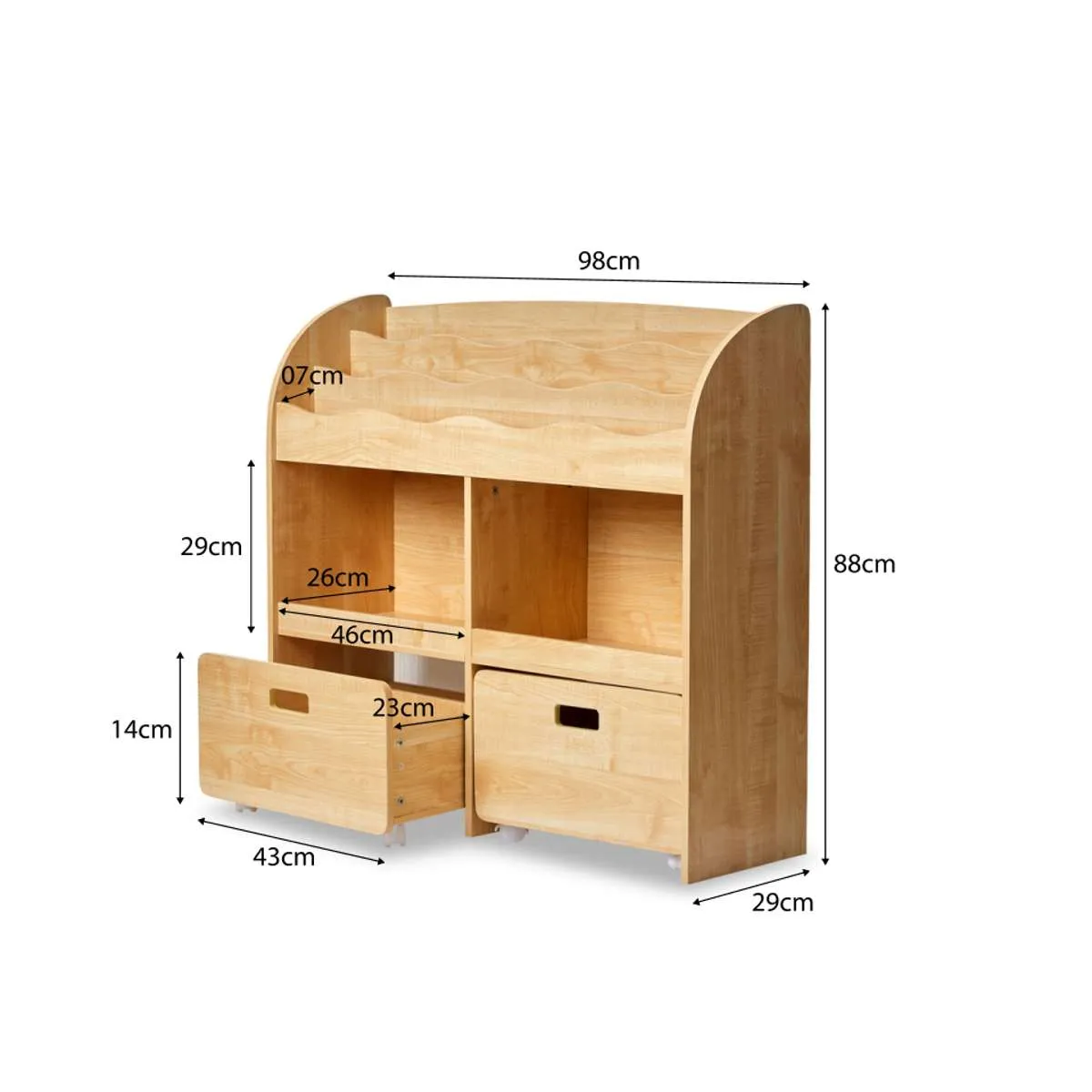 Theo Kids Bookshelf and Toy Drawer Organiser