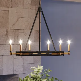 UEX2190 Luxe Industrial Chandelier 27''H x 29''W, Oil Rubbed Bronze & Satin Brass Finish, Stillwater Collection