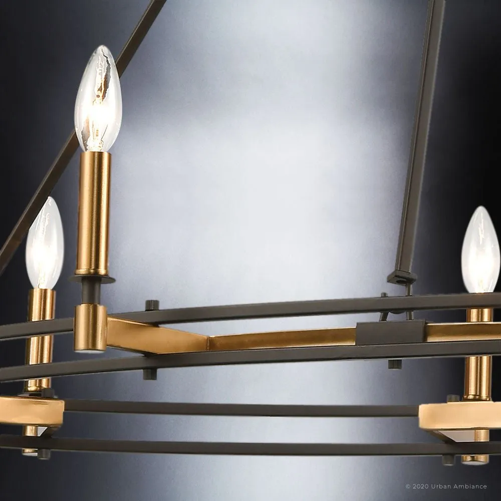 UEX2192 Luxe Industrial Oval Chandelier 31''H x 42''W, Oil Rubbed Bronze & Satin Brass Finish, Stillwater Collection