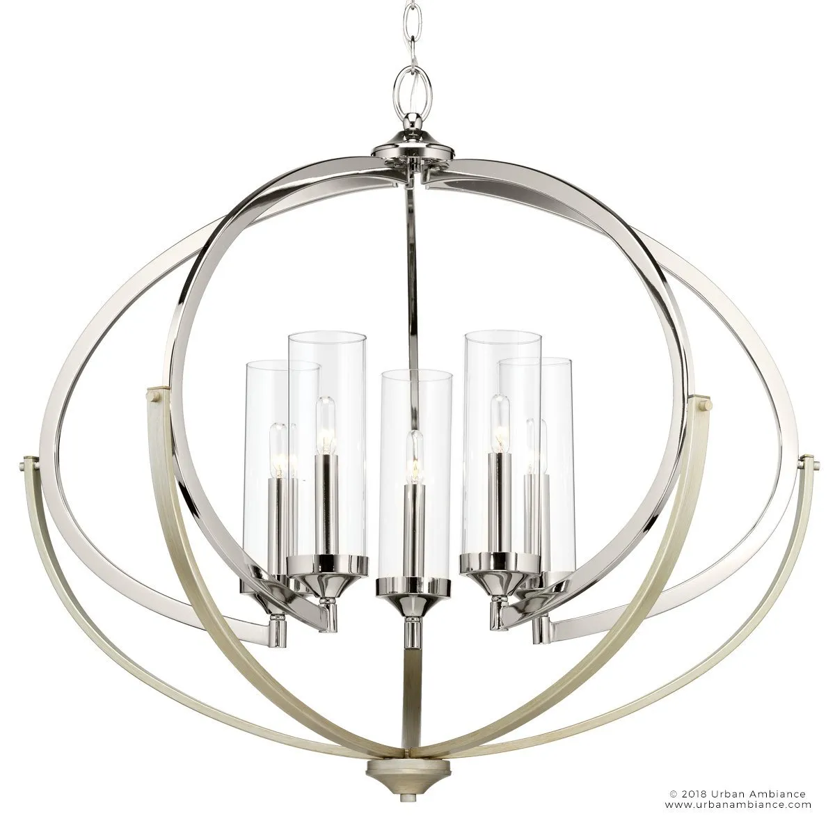 UHP2350 Mediterranean Chandelier, 27-7/8"H x 33-3/4"W, Polished Nickel Finish, Baton Rouge Collection