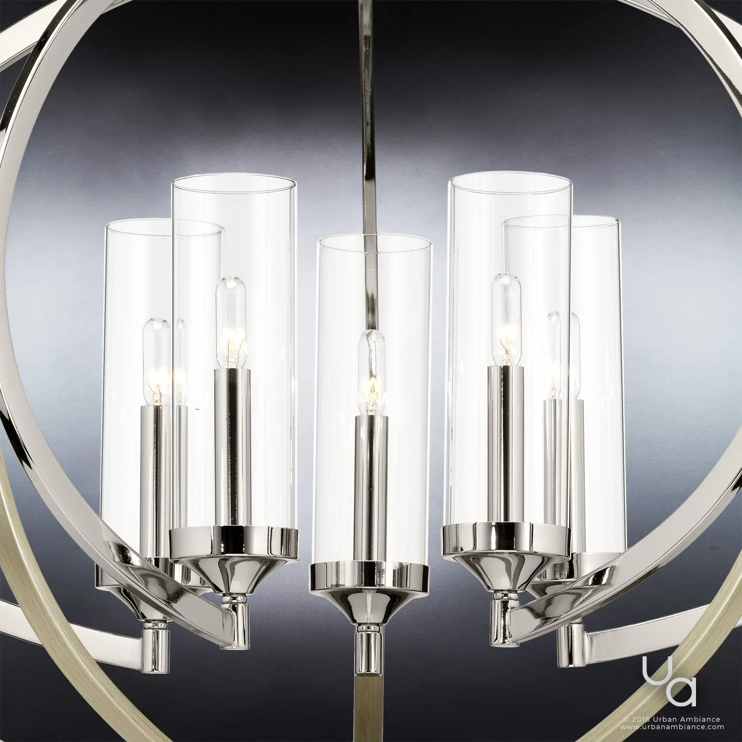 UHP2350 Mediterranean Chandelier, 27-7/8"H x 33-3/4"W, Polished Nickel Finish, Baton Rouge Collection