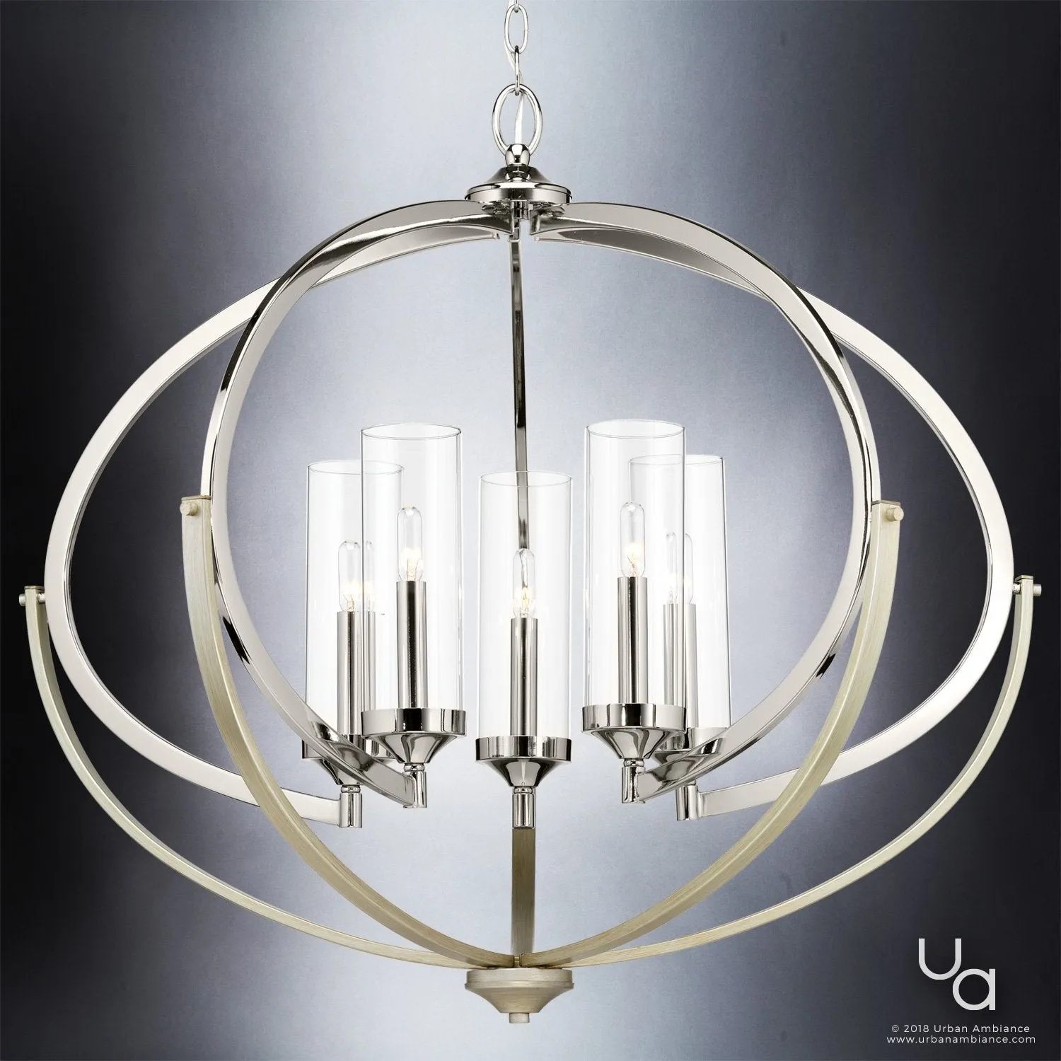 UHP2350 Mediterranean Chandelier, 27-7/8"H x 33-3/4"W, Polished Nickel Finish, Baton Rouge Collection